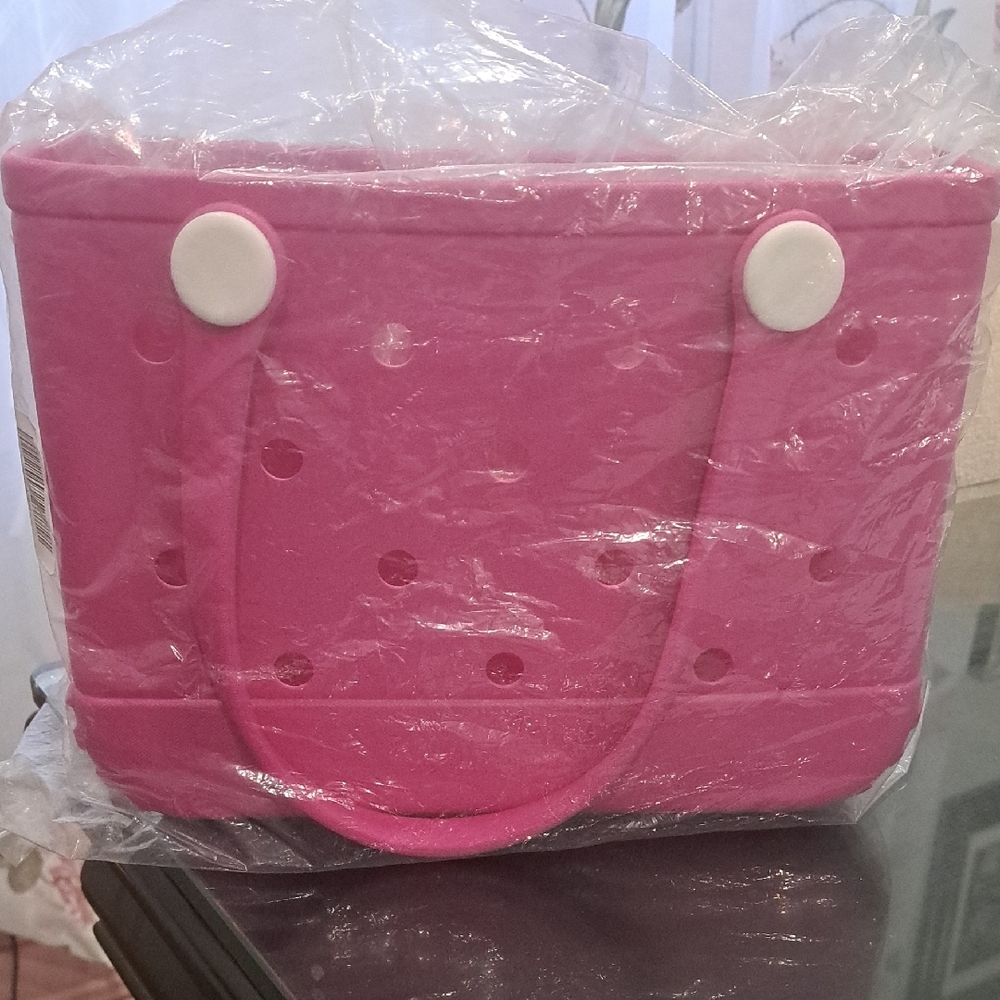 BNWT Pink Women's Rubber Tote Bag